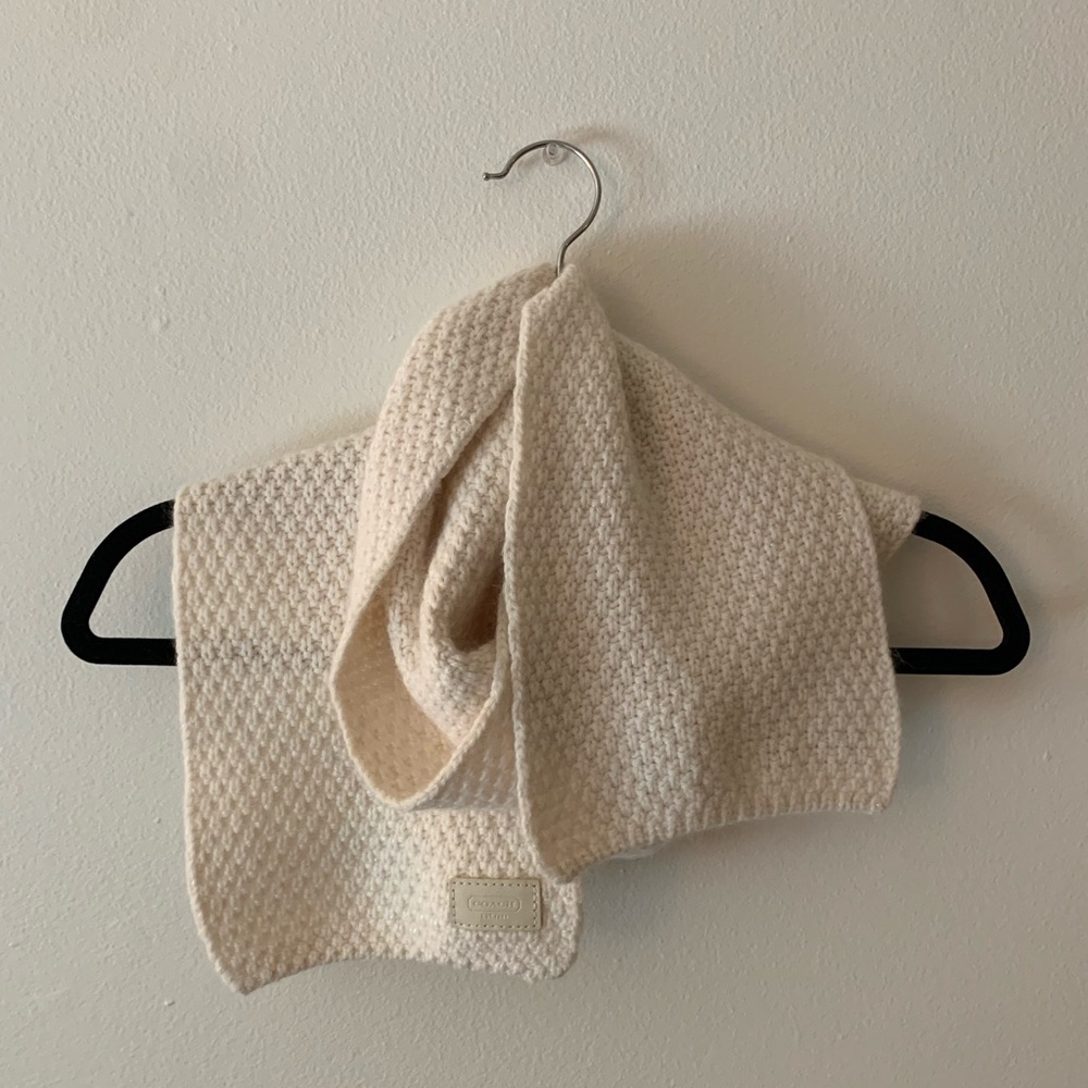 Coach cashmere blend cream/white scarf